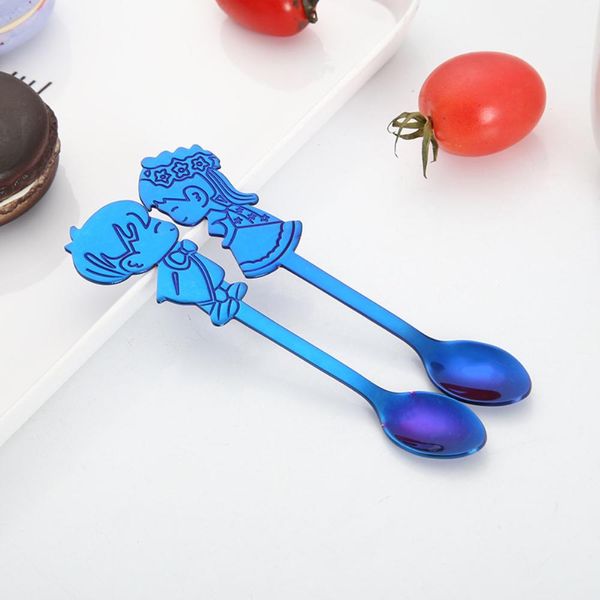 

2pcs set stainless steel couple coffee spoon dessert ice stirring spoon tea spoon kitchen tableware wedding supplies gift h jllkqm