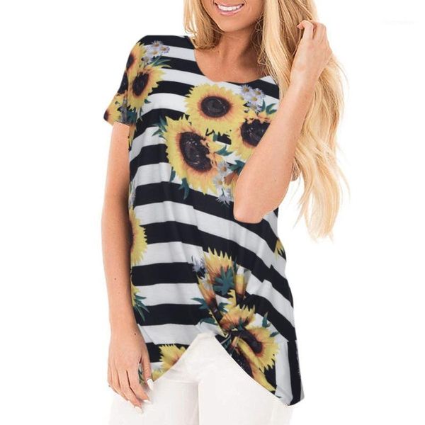 

womail floral printed cotton material o-neck short sleeve casual summer women t-shirt 19may011, White