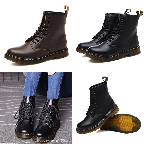 

utt7s womens retroboots calfleather leather shoes boot sides zipper motorcycle boot chunky sole mid chukkapu couple waterproof, Black