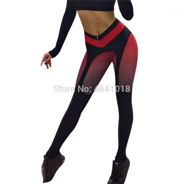 

2019 fashion leggings womens patchwork fitness legging slim black punk rock elastic bandage femme workout pants1