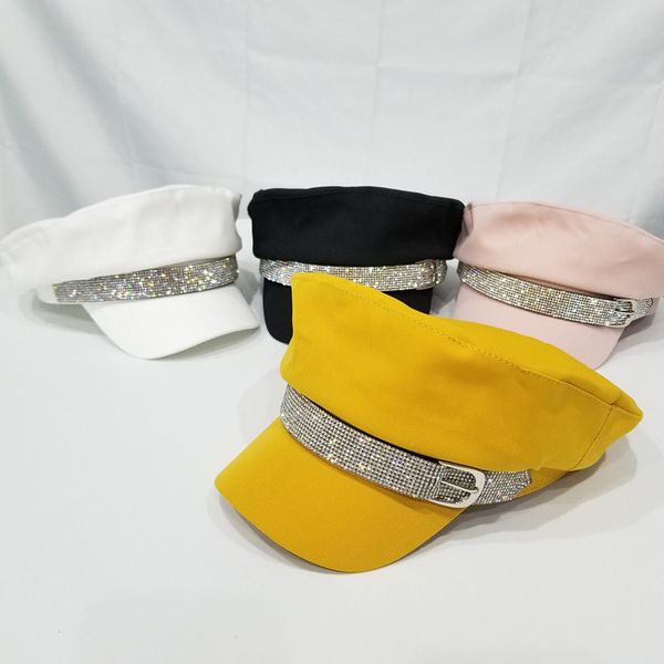 

блеск rhinestone cotton военных шапки творческого пояс пряжка дизайн восьмиугольной caps мужчины женщина партии диких повседневные шляпы dro, Blue;gray