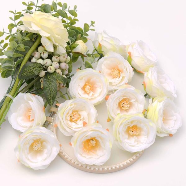 

30pcs7cm artificial silk flowers heads for wedding decoration white rose diy wreath gift box scrapbooking craft fake flo sqcklk