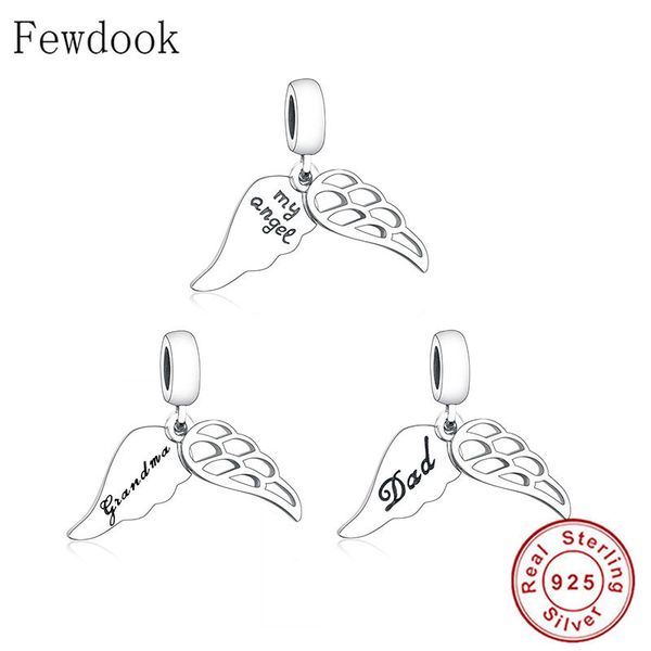 

100% 925 silver angel wings grandma bead pendant fit original brand charm bracelet making berloque 2020 new arrival q1106