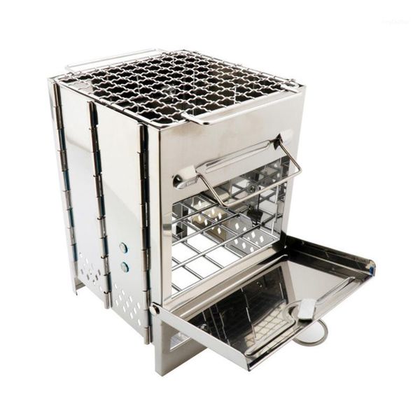 

grills portable bbq picnic stove stainless steel wood small folding grill charcoal1