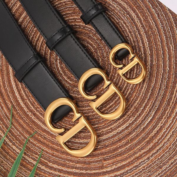 

2021b fashion designer original cd belt ladies belt big gold buckle leather three-color cowhide belt, Black;brown