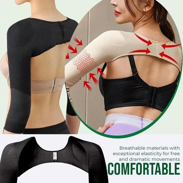 

arm slimming back posture corrector arm shaping sleeves fat reduction for women puz777, Black;blue