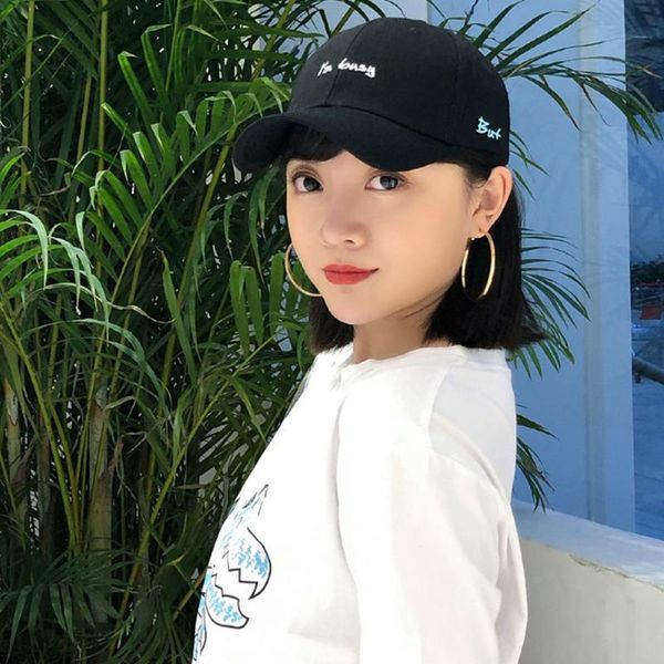 

men women casual adjustable size protection gift summer universal sun hat solid casquette baseball cap letter embroidered, Black;white