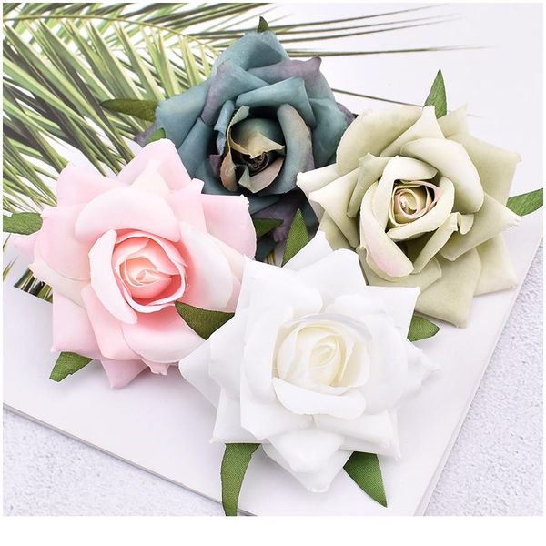 

30pcs 6cm artificial wild rose of silk flower heads for wedding decoration diy wreath gift box scrapbooking craft fake bbyaua