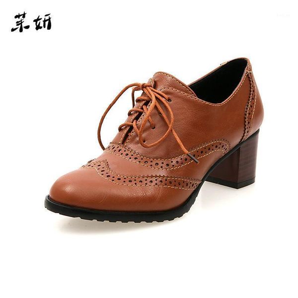 

brogue women ankle boots shoes women lacing casual boots cut out fashion shoes square heels plus size pointed toe carve1, Black