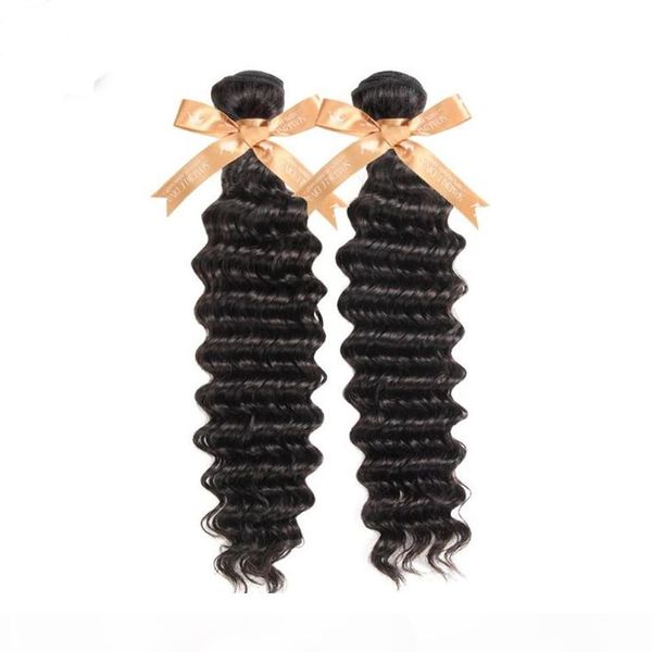 

9a virgin peruvian hair bundles deep wave 4pieces 400g lot unprocessed remy human hair extensions weave natural color, Black