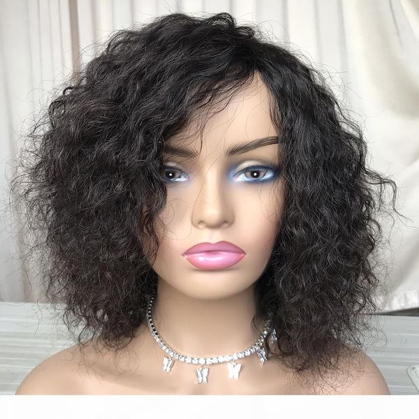 

water wave human hair regular wig none lace wig 100% virgin human hair for women wholesale price, Black