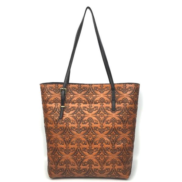 

real cowhide shoulder shopping handle bag large capacity tote bags embossed genuine leather women handbag new