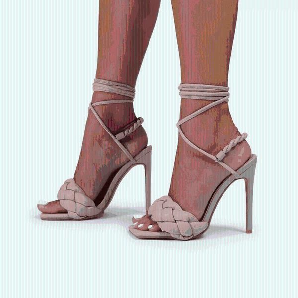 

sandals european lace up high heel open toe women pumps shoes 35-421, Black