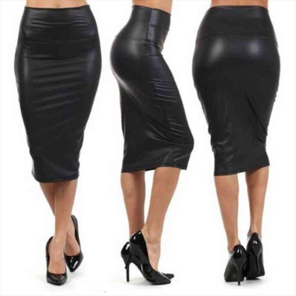 

winter high waist pencil skirts club vintage bodycon midi skirt plus size pu leather skirt jupe faldas s m l xl 2xl 3xl, Black