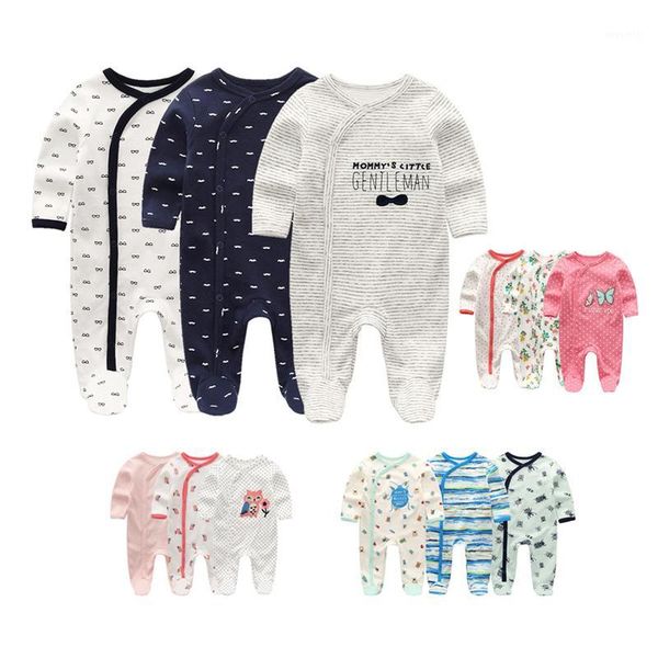 

jumpsuits 3pcs cotton born baby trousers boys and girls long-sleeved clothes jumpsuit pajamas cartoon children's clothing 0-12m1, Blue