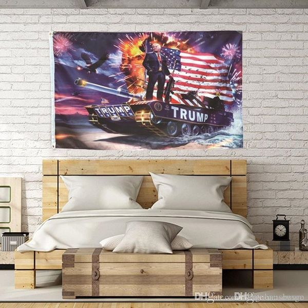

trump tank banners hanging 90*150cm digital print donald trump on the tank flag printing trump hanging 3x5ft large decor flag bh1033 tqqs