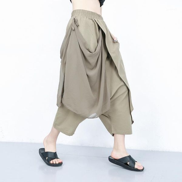

women's pants & capris z-zoux women irregular chiffon high waist harem asymmetry leisure black khaki sweatpants 2021 fashion1, Black;white
