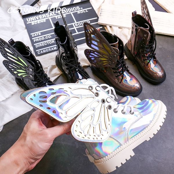 

cctwins kids shoes autumn fashion girls black mirror martin boots boys wing casual shoes for children high shoes mb007 y200104, Black;grey