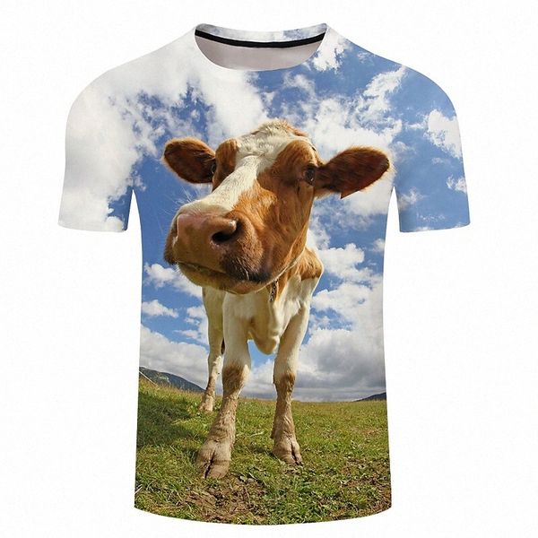 

men's tee t shirt 3d print graphic prints cow plus size crew neck casual daily 3d print short sleeve regular fit basic designer big an, White;black