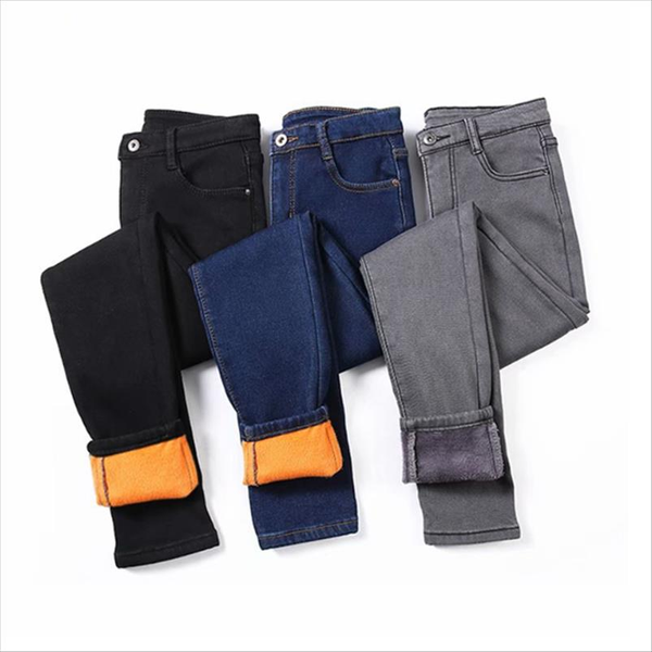 

athvotar winter velvet leggings for women warm pants high waist pencil pant push up leggings solid color jeans, Black