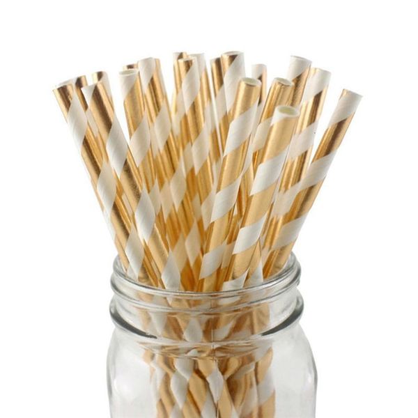 

baby 25pcs/pack gold foil paper straws for kids shower birthday party wedding decorative event supplies drinki