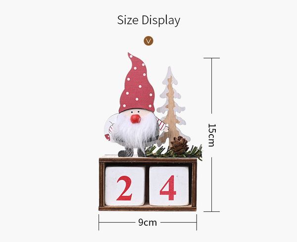 

new style christmas wood pine cone calendar santa claus furnishing articles decorative supplies prop tow color optional