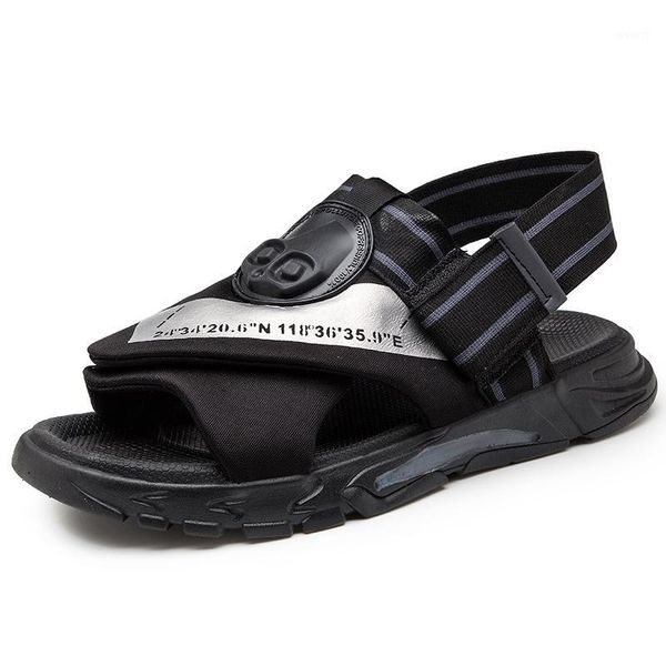 

sandals trending men beach hook & loop casual flats cotton fabric summer slippers comfortable man shoes size 39-441, Black