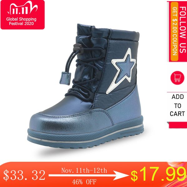 

apakowa toddler girl' anti-slip snow boots children' mid calf woolen lining winter water-resistant shoes for outdoor walking, Black;grey