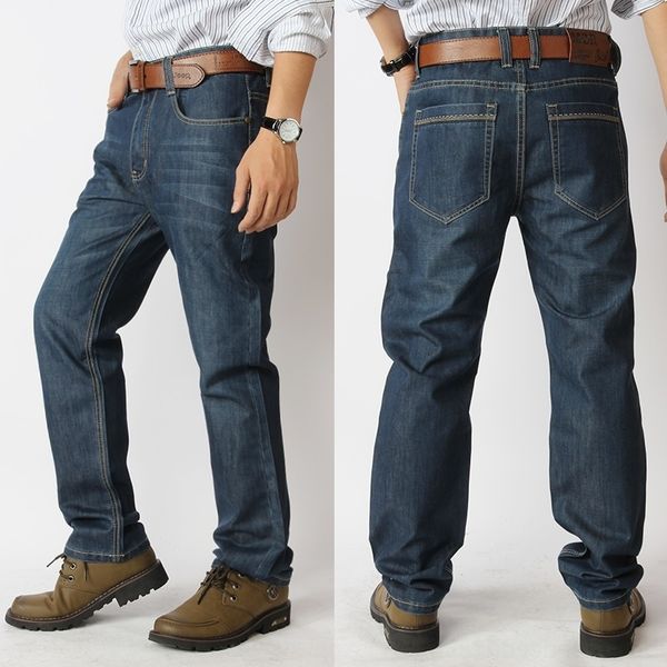 

1lurp plus men's men's jeans straight loose big jeans and seasons and jeans high waist four jeanstrousers denim pants size large f, Blue
