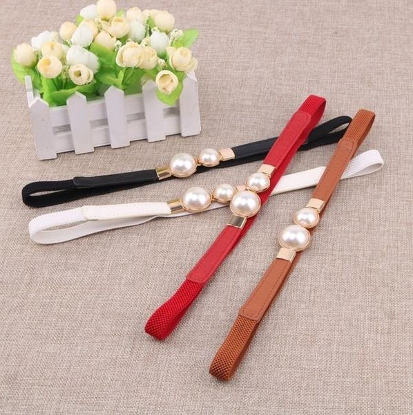 

женская упругие поясами мода stretch cummerbunds тонкий звон waistband двойной большой жемчужный пояс tide черное платье аксессуары jllisn, Black;brown