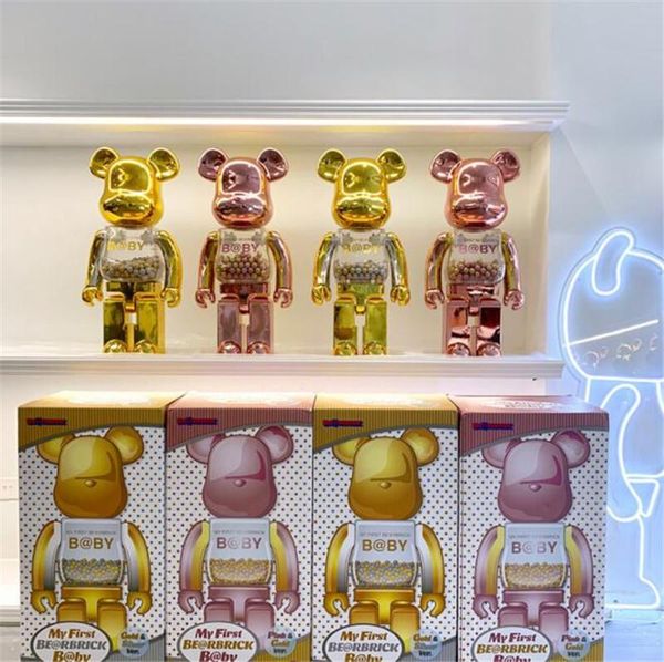 

400% 28cm bearbrick the electroplate transparent fashion bear chiaki figures toy for collectors be@rbrick art work model decoration toys