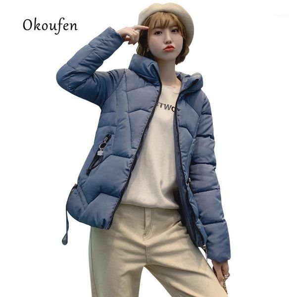 

okoufen 2019 winter new korean version of the hooded coat cotton women short section slim cotton clothing size m~6xl1, Black