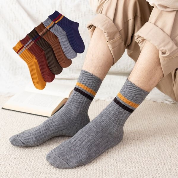 

cttoi new double wool needle in autumn and winter men's vertical warm wool woolen woolen bar thick warm socks long business socks q5eie, Black