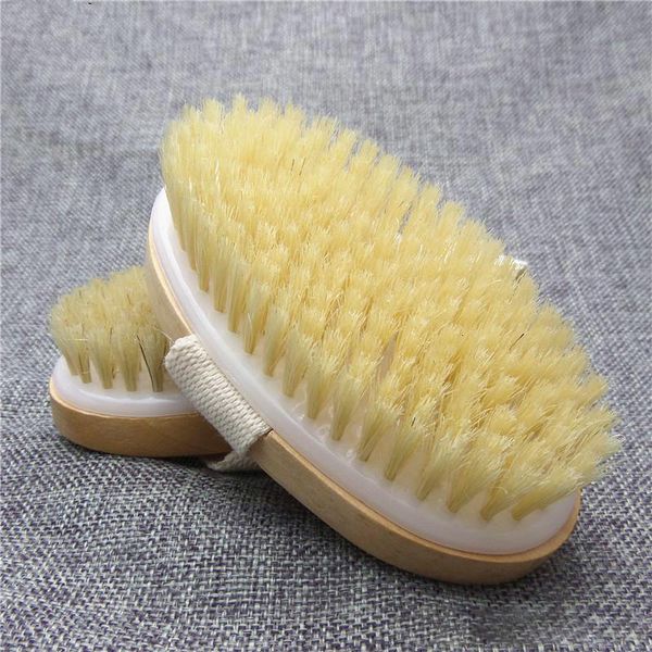 

natural skin soft shower wooden bath dry bristle spa body brush without handle
