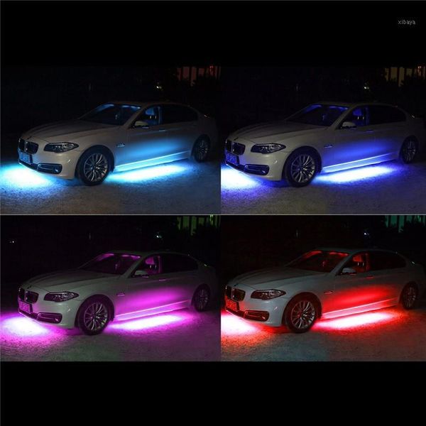 

4x8 car led strip decoration lights led super bright car bottom lights music active sound system neon light kit1