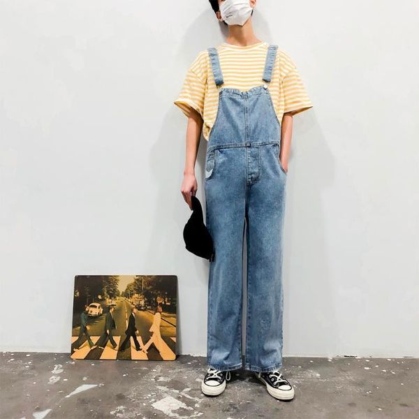 

casual loose overalls men cargo pants male jeans jumpsuits spring1, Blue