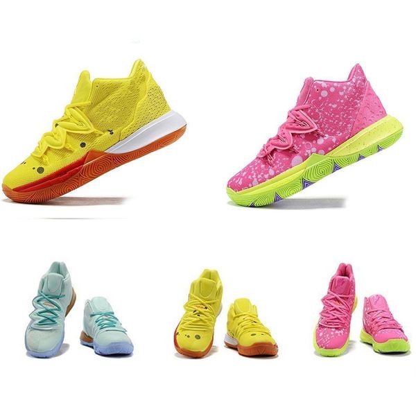 

new kids youth child childrens kyrie 5 cartoon sports sneakers yellow pink boys shoes kyrie irving low 2 sale bob eponge