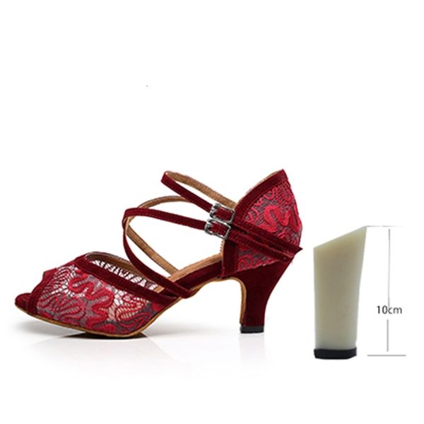 

2021 new lace latin black red ballroom salsa dancing shoes girls soft bottom pratice latino dance sandals for woman 1 1k54