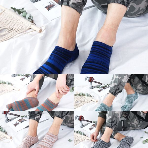 

19 spring summer men's full color cotton shallow mouth five finger invisible socks fashion invisible socks color matching r1raa, Black
