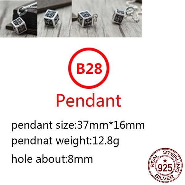 

b28 s925 sterling silver pendants personalized classic retro jewelry hip-hop square cross fashion punk style to send a gift of lover