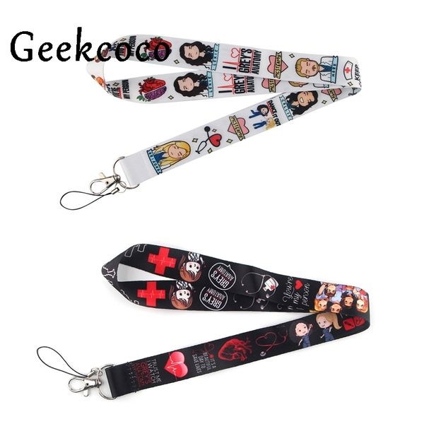 

10pcs/lot j1401 grey's anatomy tv show diy keychains accessory mobile phone usb id badge holder keys strap tag neck lanyard