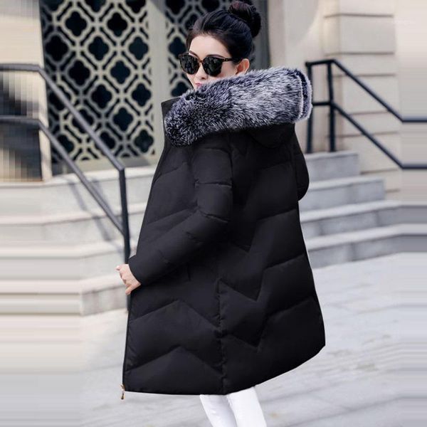 

winter jackets women black slim cotton coat hooded fur warm parkas female jacket winter coat women plus size 7xl drop shipping1