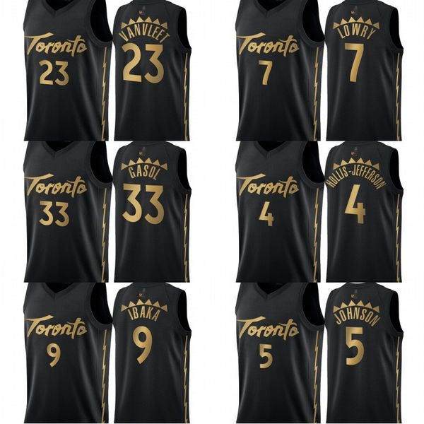 

toronto raptors men fred vanvleet kyle lowry marc gasol rondae hollis-jefferson serge ibaka stanley johnson jersey, Black
