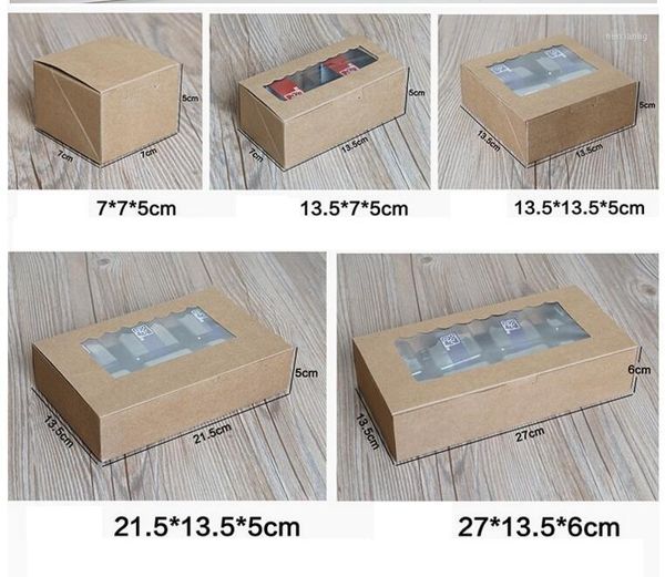 Geschenkpapier-Kuchen-Plätzchen-Keks-Verpackungs-Kraftpapier-Kasten mit PVC-Fenster-Schmuck-Hochzeits-Süßigkeit-Schokoladen-handgemachter Paket-Kasten1