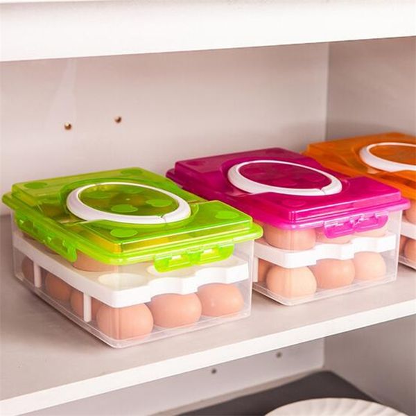 24 Grid Egg Box Comida Container Organizador Conveniente Caixas de Armazenamento Durável Camada Dupla Multifuncional Crisper Produtos de Cozinha 201030