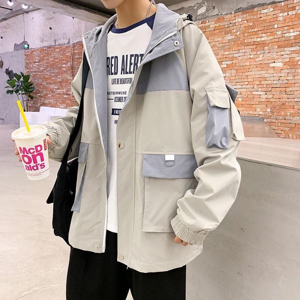 

men's jackets hooded jacket men's fashion casual multi-pocket tooling mens streetwear wild loose hip-hop bomber men m-5xl1, Black;brown