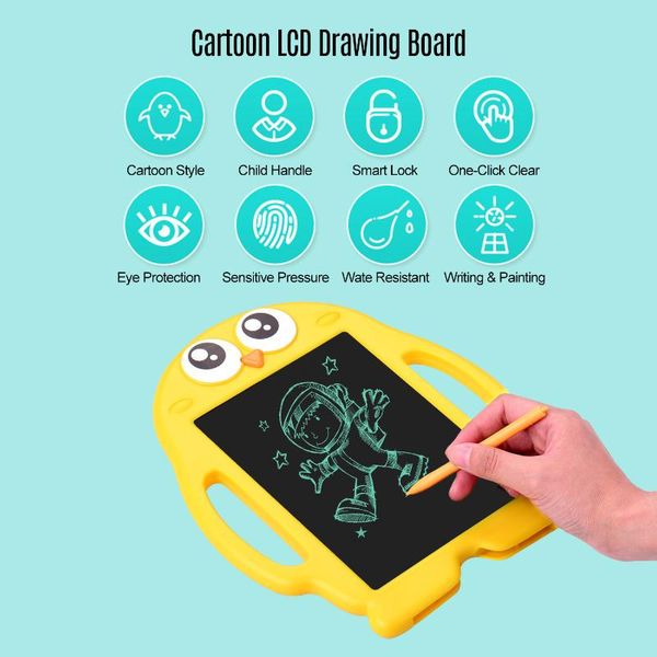 

8.5 inch cartoon lcd writing tablet electronic drawing pad doodle board with 6 pack copy paper lock button one-click erasure