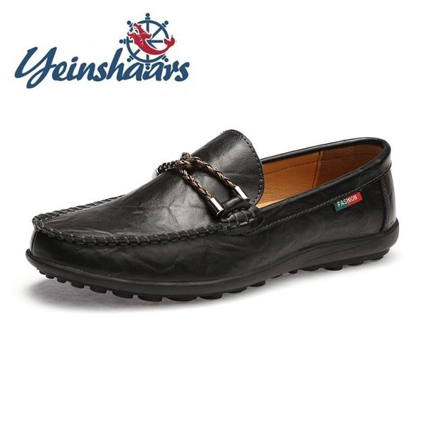 

men business formal shoes leather loafers fashion lightweight casual shoes flat breathable outdoor driving moccasin homme, Black
