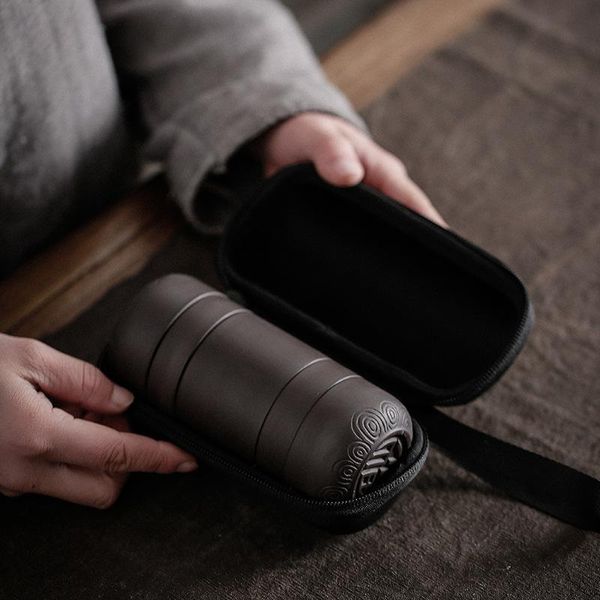 

luwu ceramic teakot с 4 чашками чайных наборов портативный туристический чай с дорожной сумкой wmtdzi