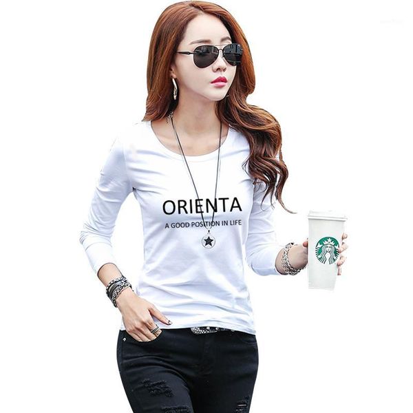 

camiseta mujer long sleeve cotton t shirt women fall bottom shirt women o-neck slim fit t-shirt female casual tee shirts1, White